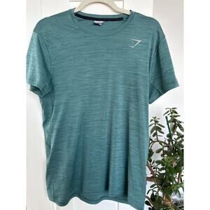 Men's GYMSHARK Speed Short Sleeve Shirt, Size M, Teal Blue/Green, EUC